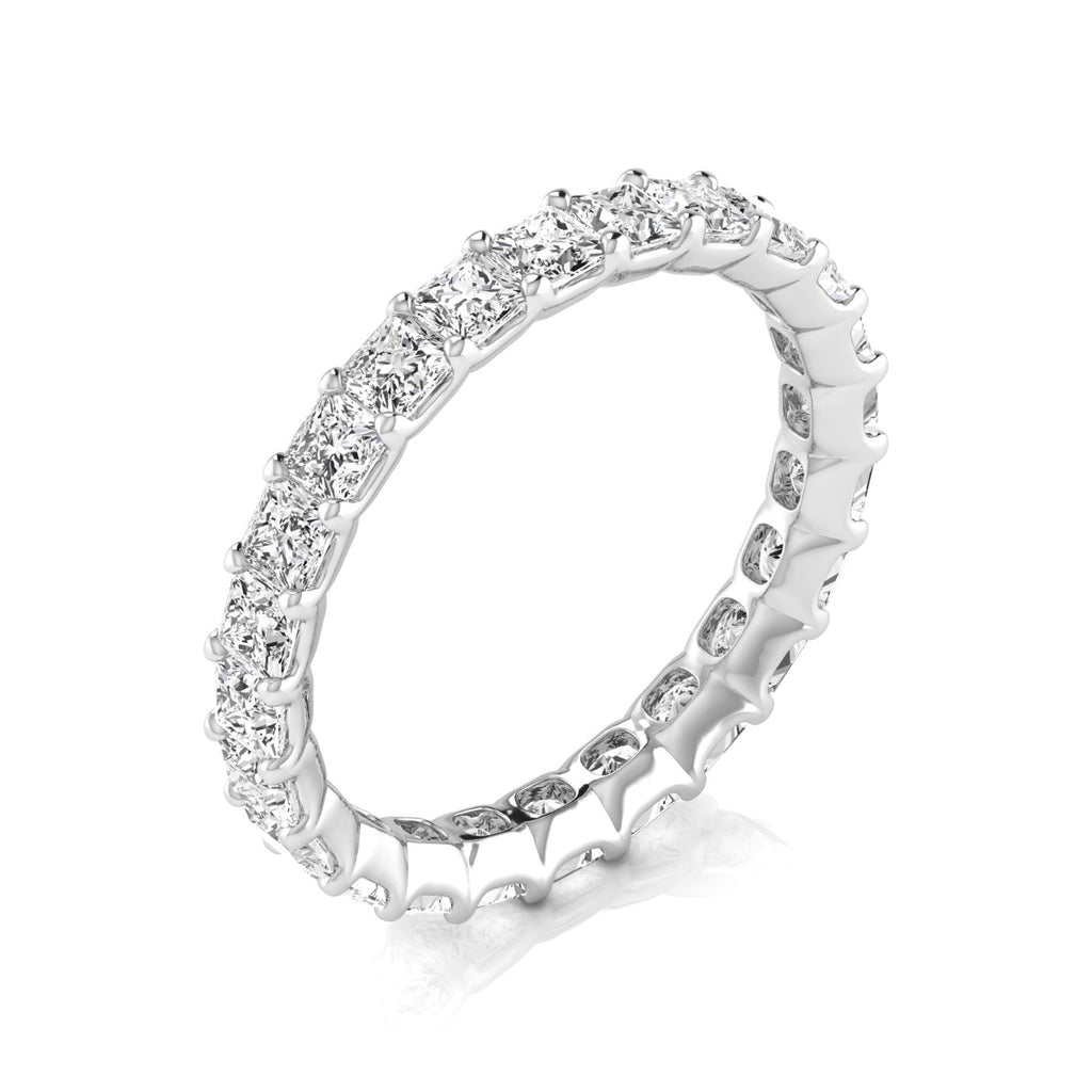 Princess Cut Lab Diamonds Eternity Ring Wedding Band 14K White Gold (2.16ct)