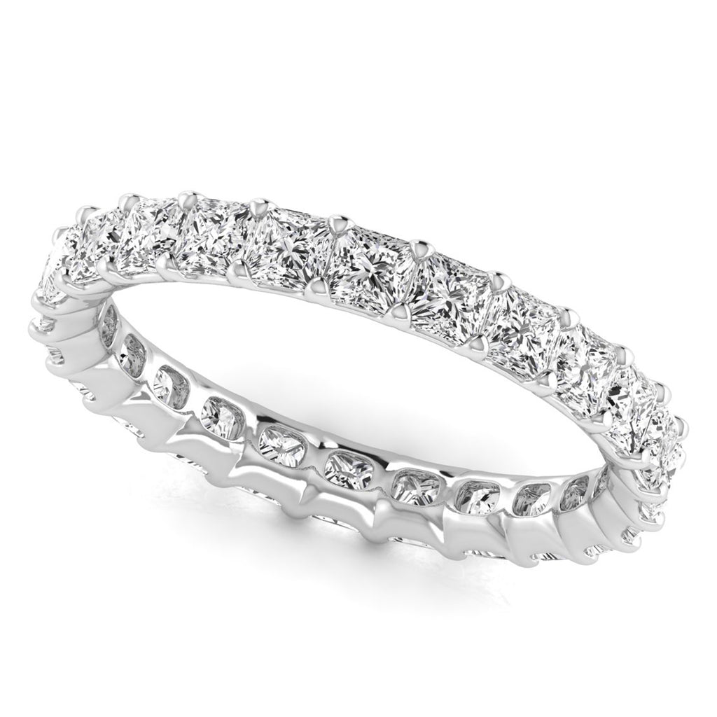 Princess Cut Diamonds Eternity Ring Wedding Band 14K White Gold (2.16ct)