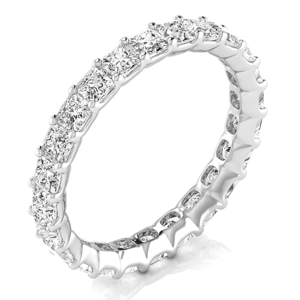 Princess Cut Diamonds Eternity Ring Wedding Band 14K White Gold (2.16ct)