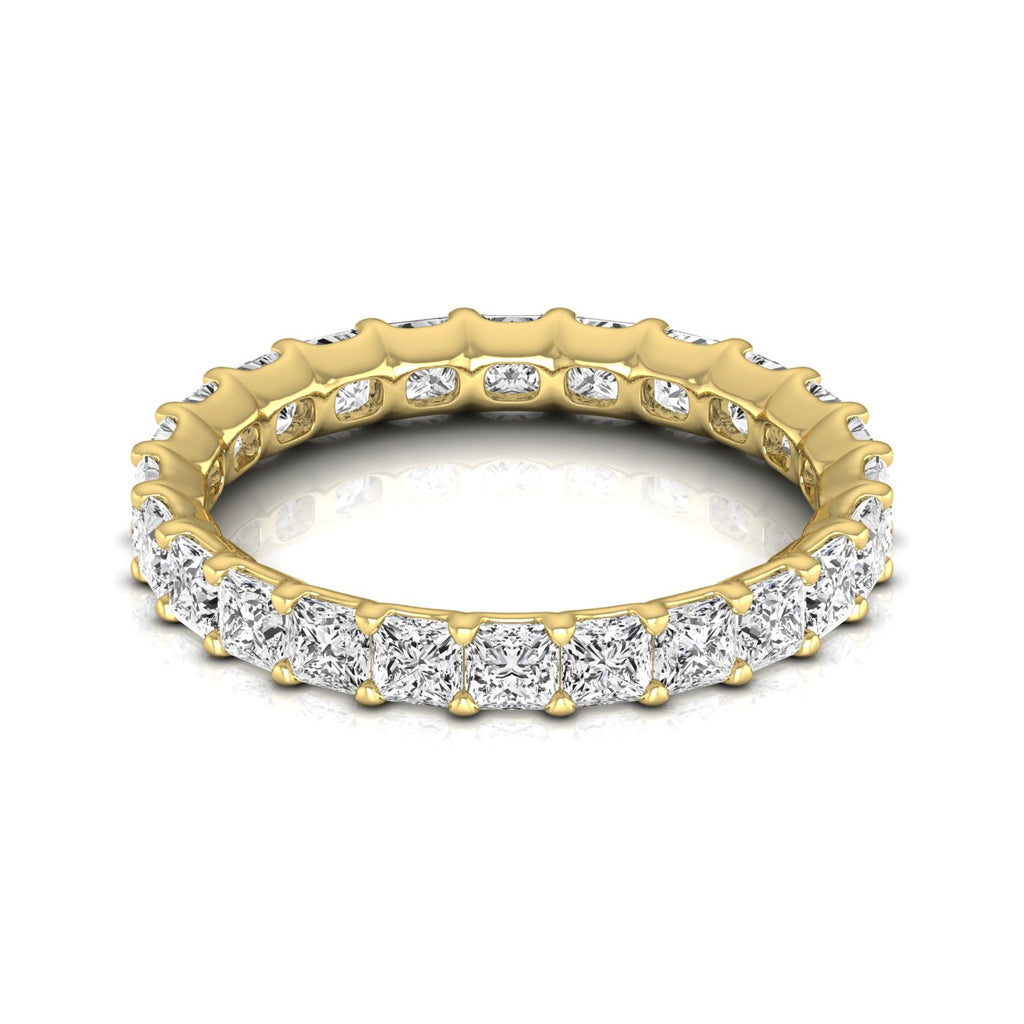 Princess Cut Lab Diamonds Eternity Ring Wedding Band 14K Yellow Gold (2.16ct)