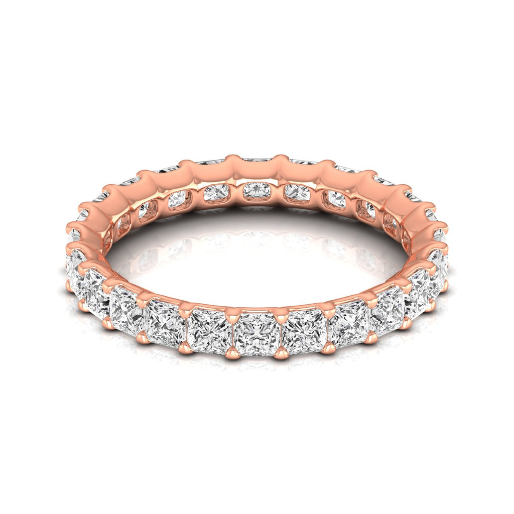 Princess Cut Lab Diamonds Eternity Ring Wedding Band 18K Rose Gold (2.16ct)
