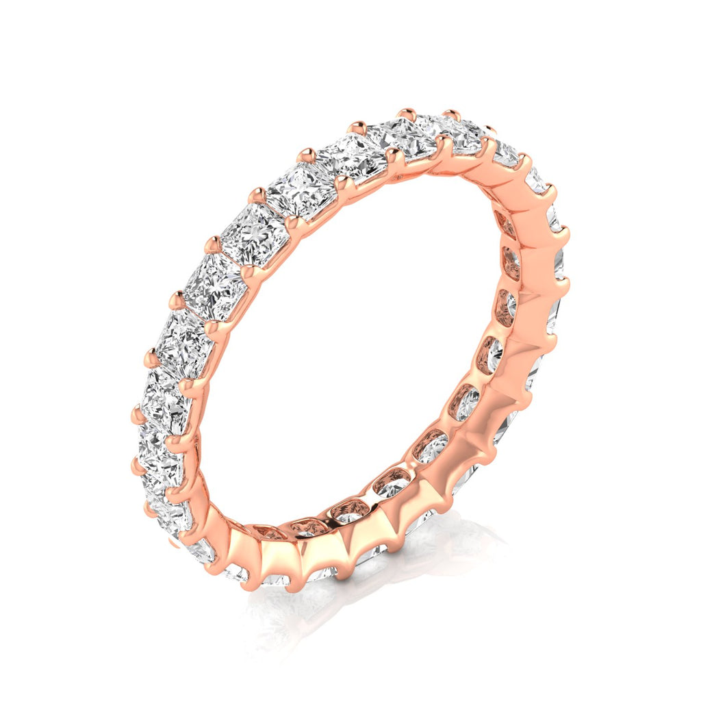 Princess Cut Lab Diamonds Eternity Ring Wedding Band 18K Rose Gold (2.16ct)