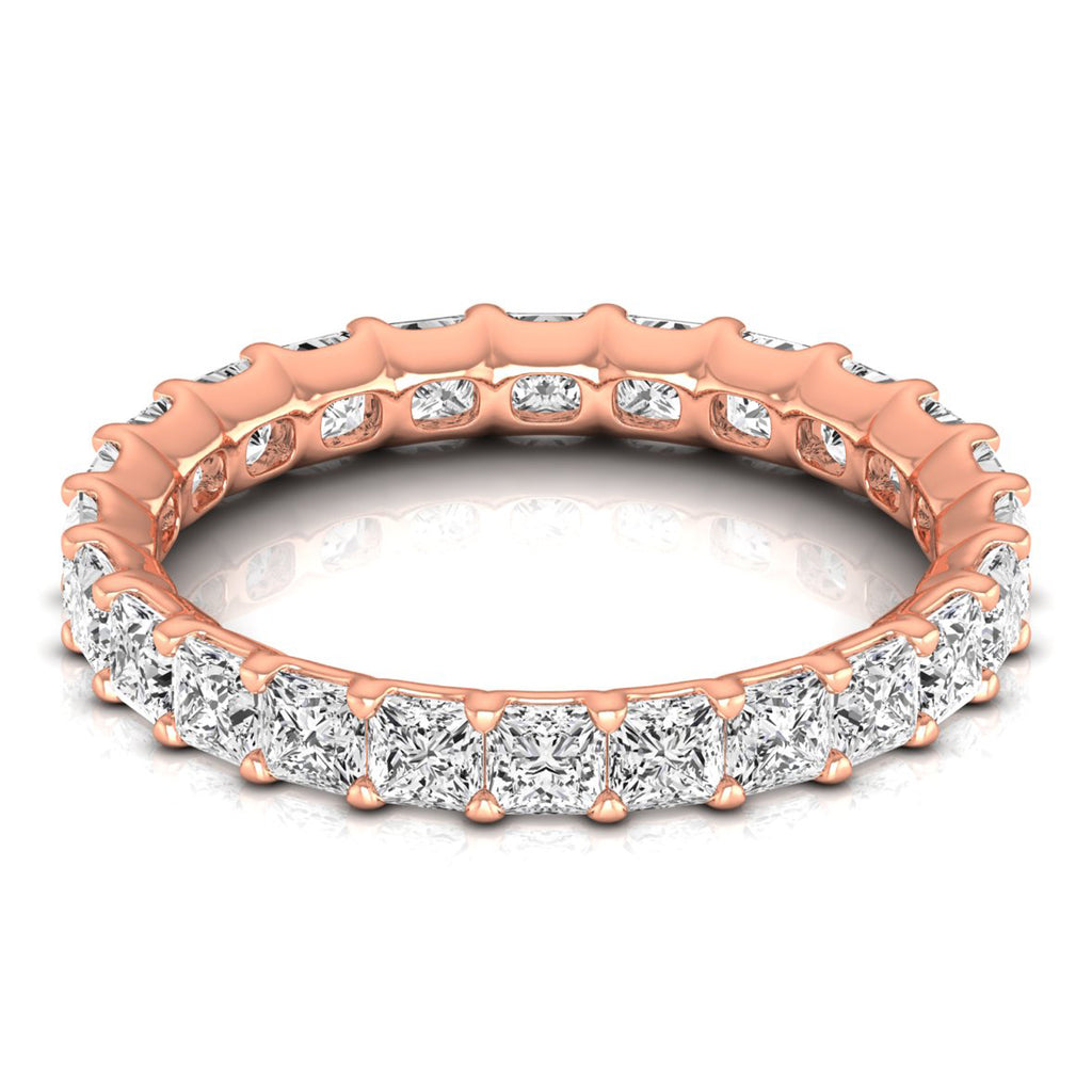 Princess Cut Diamonds Eternity Ring Wedding Band 18K Rose Gold (2.16ct)