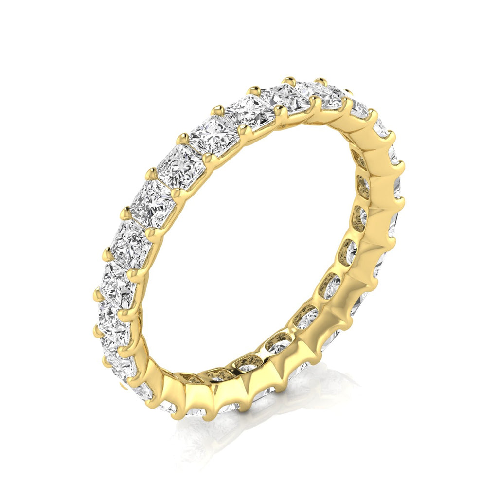 Princess Cut Lab Diamonds Eternity Ring Wedding Band 18K Yellow Gold (2.16ct)