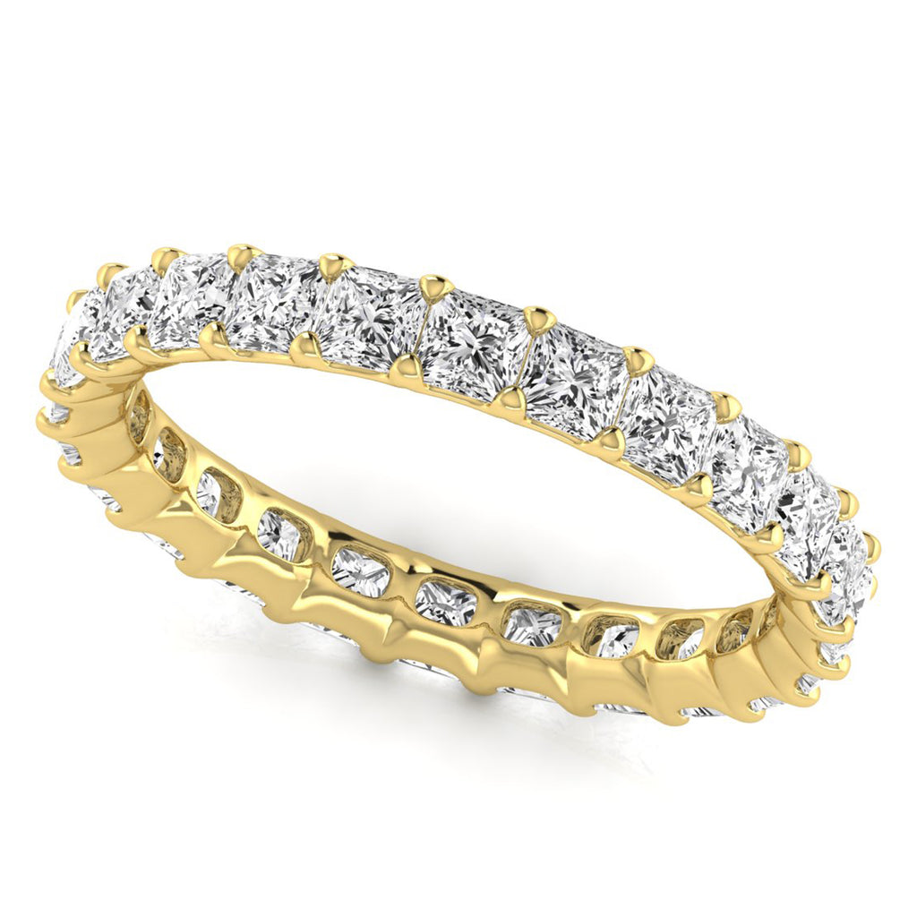 Princess Cut Diamonds Eternity Ring Wedding Band 18K Yellow Gold (2.16ct)
