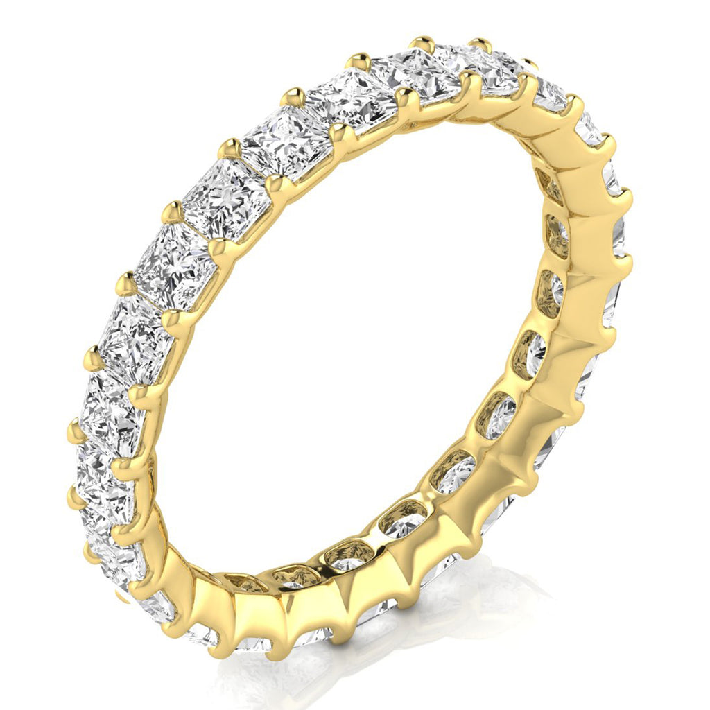 Princess Cut Diamonds Eternity Ring Wedding Band 18K Yellow Gold (2.16ct)