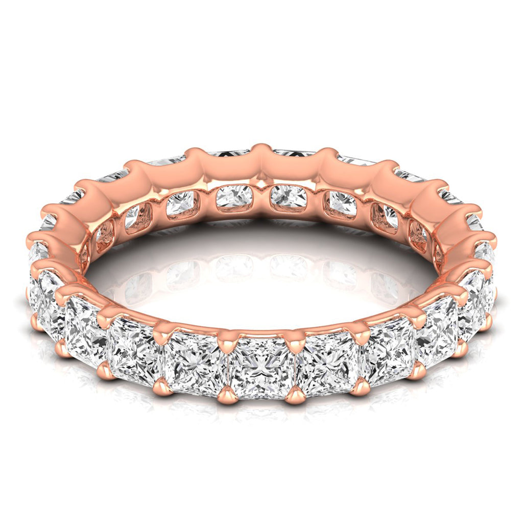 Princess Cut Diamonds Eternity Ring Wedding Band 14K Rose Gold (3.99ct)