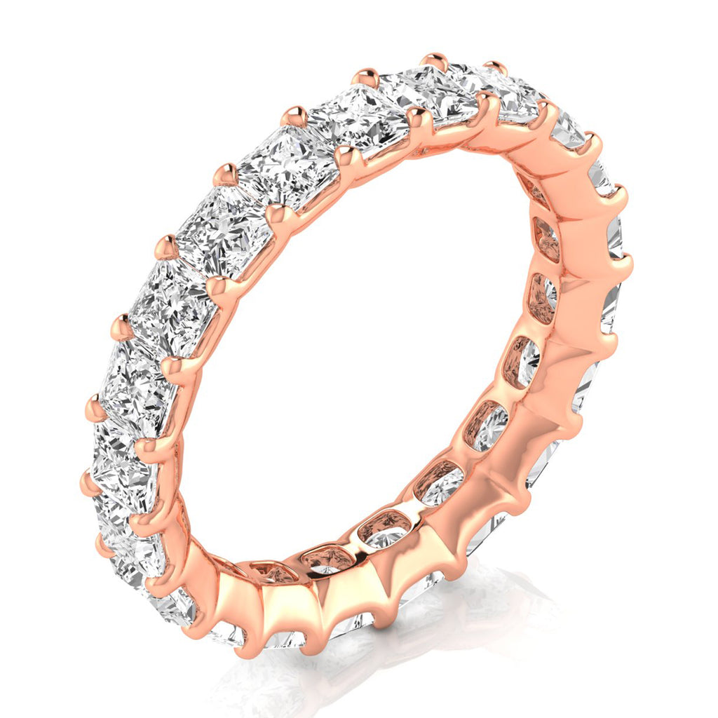 Princess Cut Diamonds Eternity Ring Wedding Band 14K Rose Gold (3.99ct)