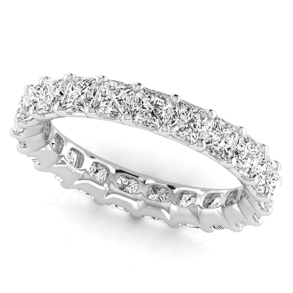 Princess Cut Lab Grown Diamonds Eternity Ring Wedding Band 14K White Gold (3.99ct)