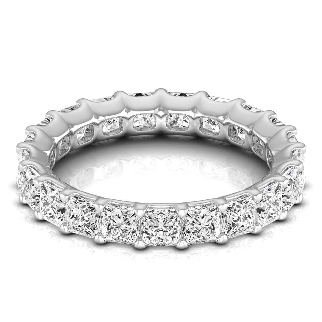 Princess Cut Lab Grown Diamonds Eternity Ring Wedding Band 14K White Gold (3.99ct)