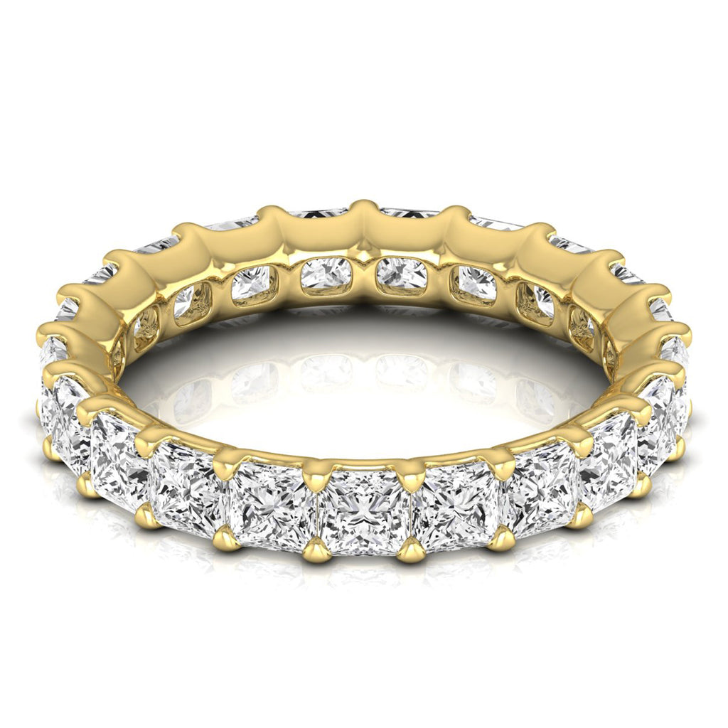 Princess Cut Lab Diamonds Eternity Ring Wedding Band 18K Yellow Gold (3.99ct)