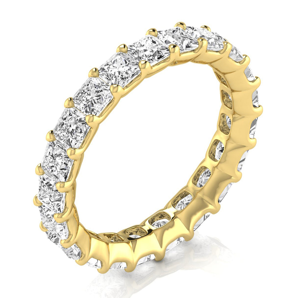 Princess Cut Diamonds Eternity Ring Wedding Band 18K Yellow Gold (3.99ct)