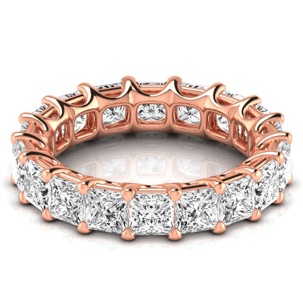 Princess Cut Lab Grown Diamonds Eternity Ring Wedding Band 18K Rose Gold (5.49ct)