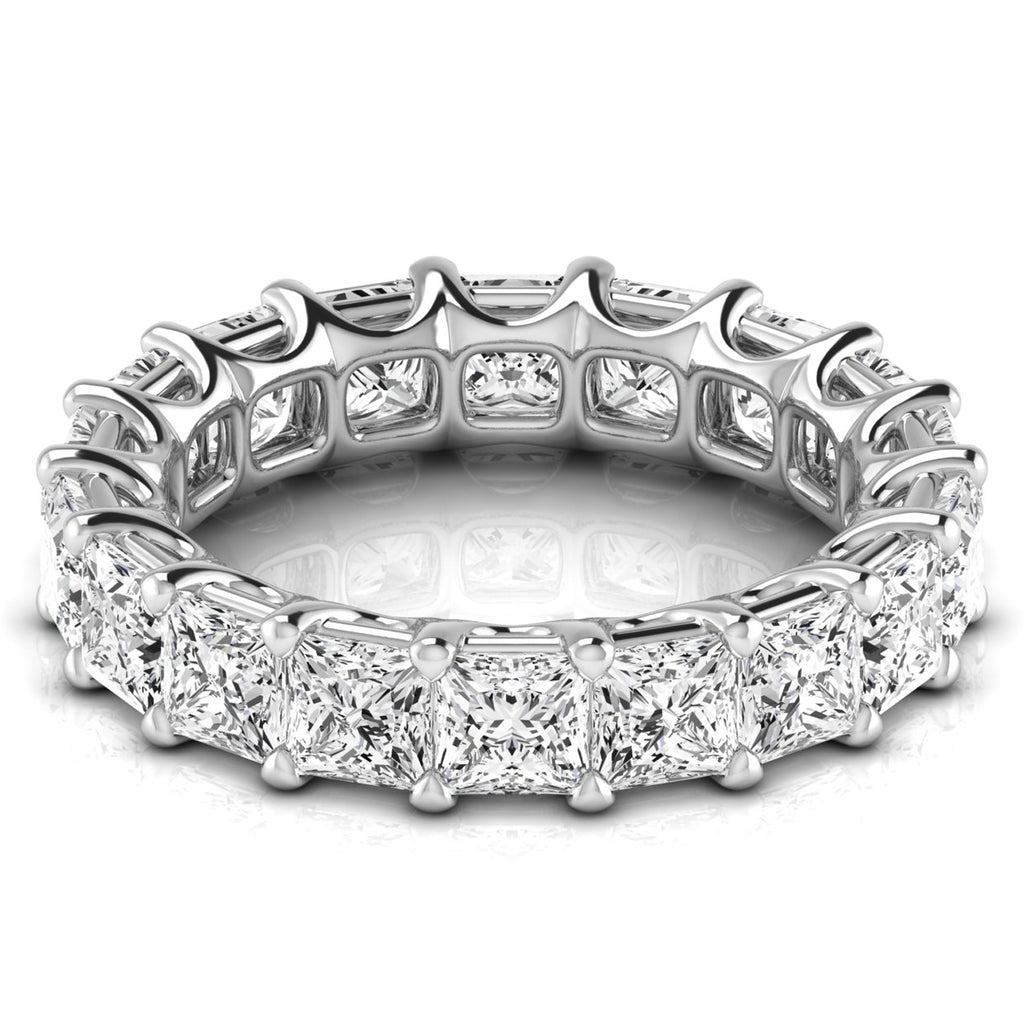 Princess Cut Lab Grown Diamonds Eternity Ring Wedding Band 18K White Gold (5.49ct)