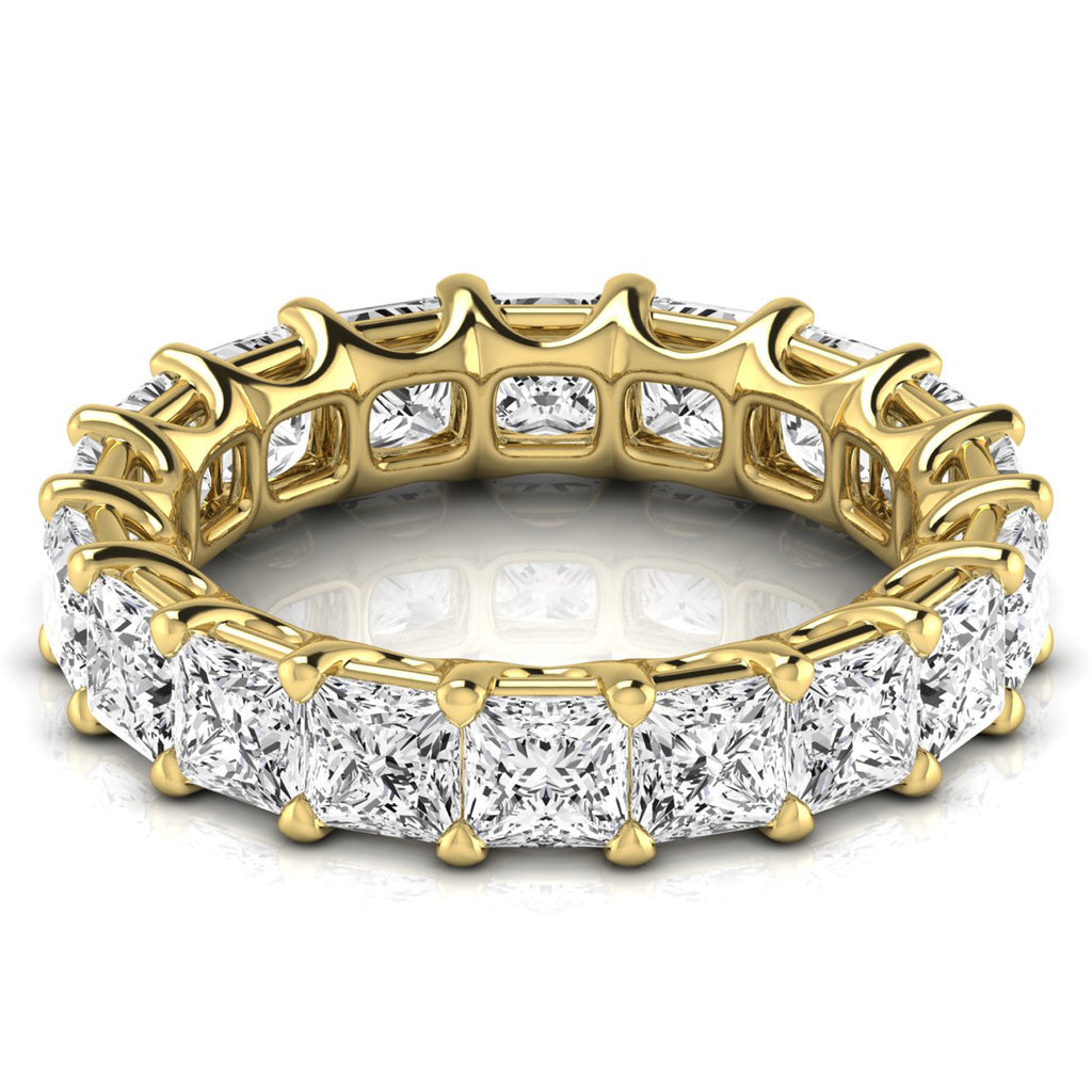 Princess Cut Lab Grown Diamonds Eternity Ring Wedding Band 18K Yellow Gold (5.49ct)