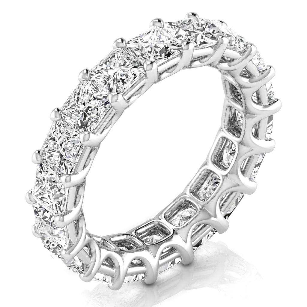 Princess Cut Lab Grown Diamonds Eternity Ring Wedding Band in Platinum (5.49ct)