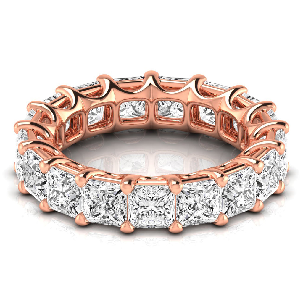 Princess Cut Lab Grown Diamonds Eternity Ring Wedding Band 14K Rose Gold (7.68ct)
