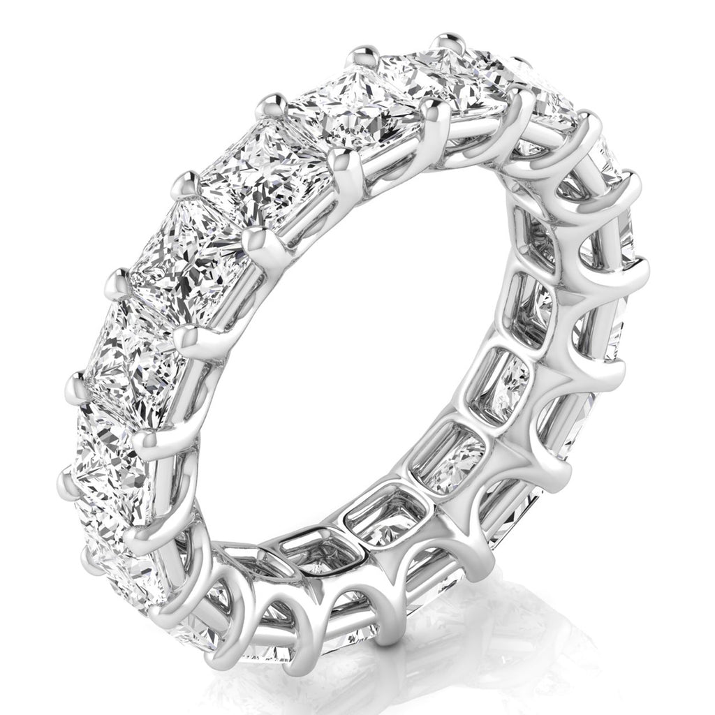 Princess Cut Diamonds Eternity Ring Wedding Band 14K White Gold (7.68ct)