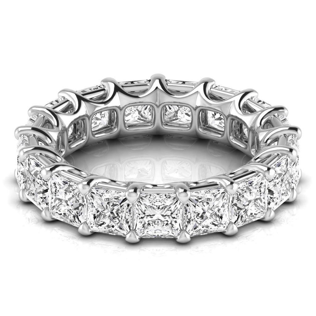 Princess Cut Lab Grown Diamonds Eternity Ring Wedding Band 18K White Gold (7.68ct)