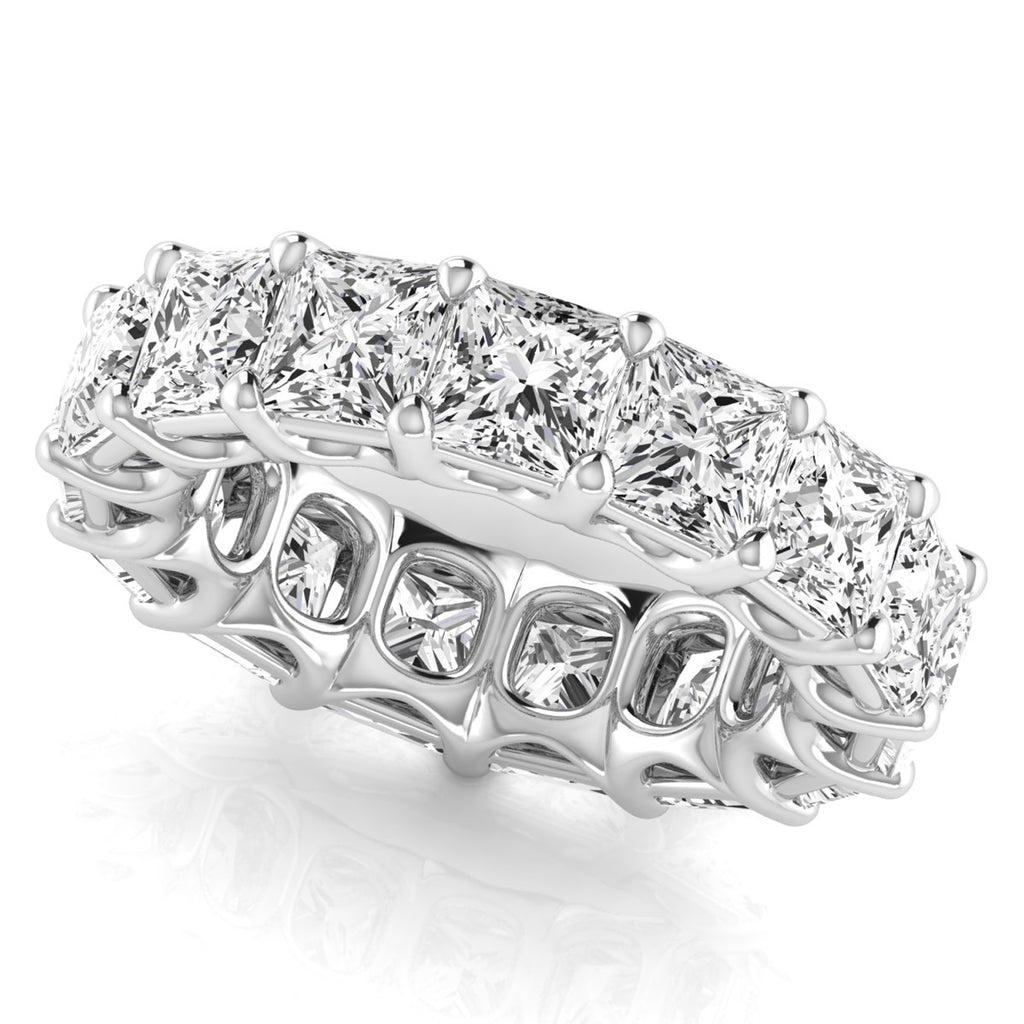 Princess Cut Lab Grown Diamonds Eternity Ring Wedding Band 14K White Gold (10.57ct)