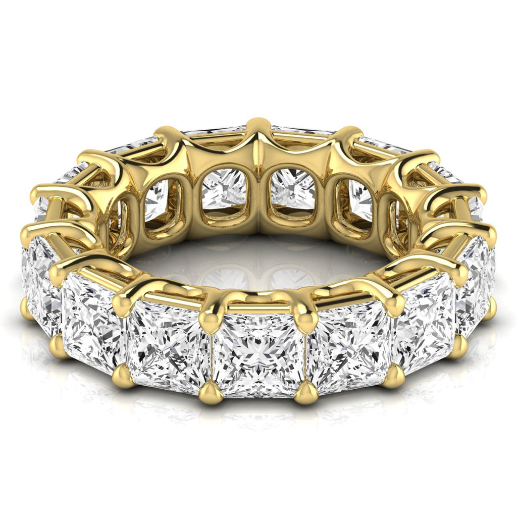 Princess Cut Lab Grown Diamonds Eternity Ring Wedding Band 14K Yellow Gold (10.57ct)
