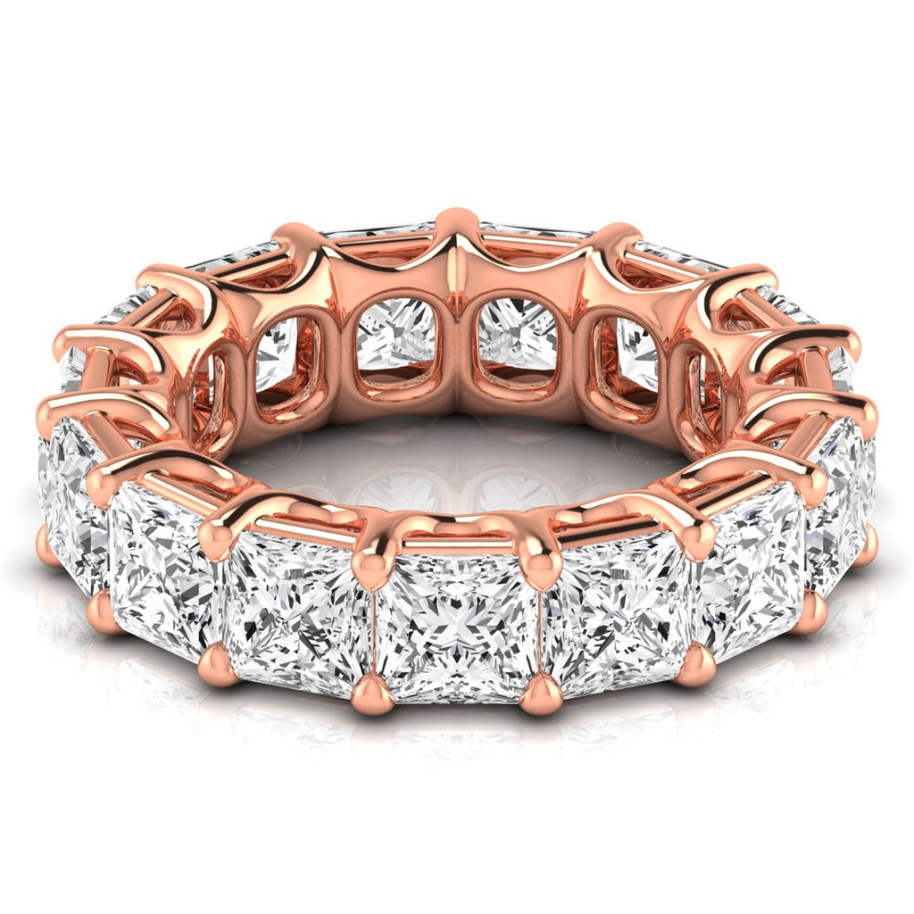 Princess Cut Lab Grown Diamonds Eternity Ring Wedding Band 18K Rose Gold (10.57ct)