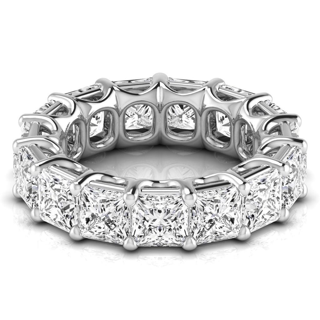 Princess Cut Lab Grown Diamonds Eternity Ring Wedding Band 18K White Gold (10.57ct)