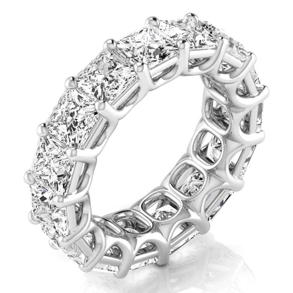 Princess Cut Lab Grown Diamonds Eternity Ring Wedding Band 18K White Gold (10.57ct)