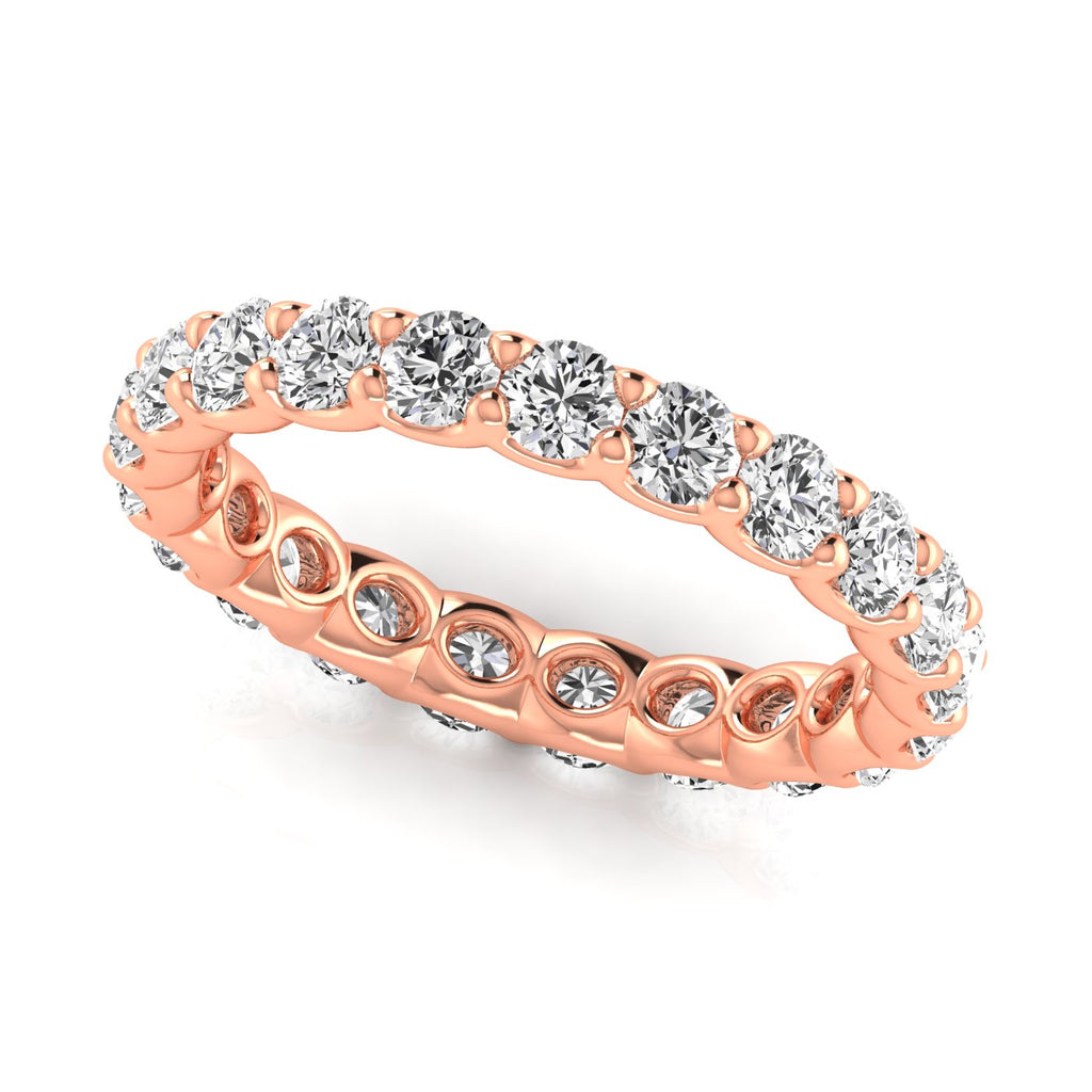Round Cut Lab Diamonds Eternity Ring Wedding Band 14K Rose Gold (1.89ct)