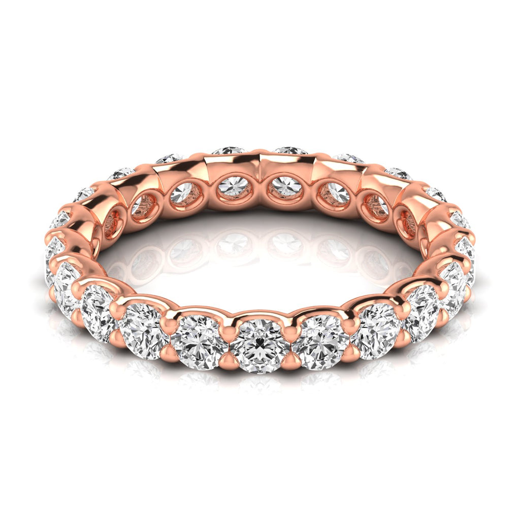 Round Cut Lab Diamonds Eternity Ring Wedding Band 14K Rose Gold (1.89ct)