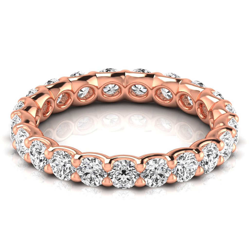Round Cut Diamonds Eternity Ring Wedding Band 14K Rose Gold (1.89ct)