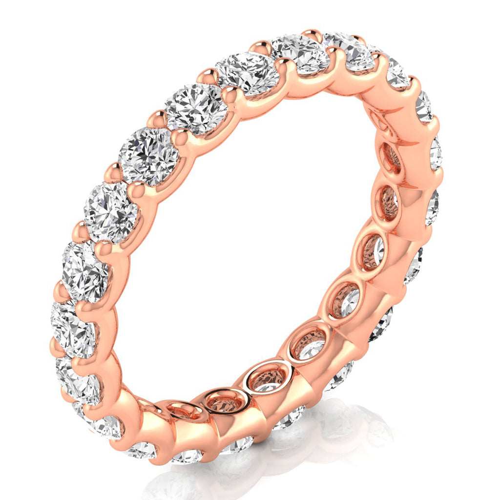 Round Cut Diamonds Full Eternity Ring Ring Wedding Band 14K Rose Gold (1.89ct)