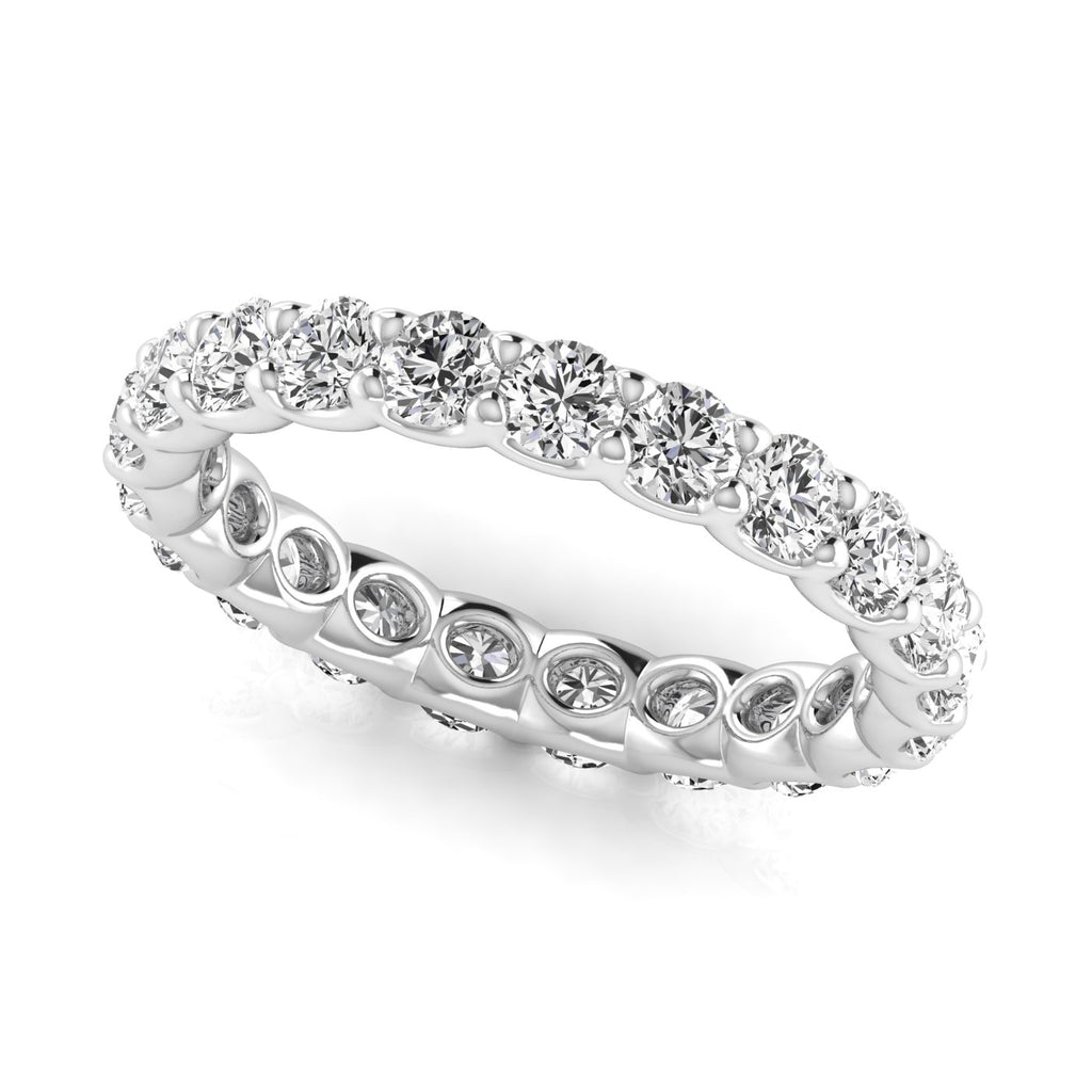 Round Cut Lab Diamonds Eternity Ring Wedding Band 14K White Gold (1.89ct)
