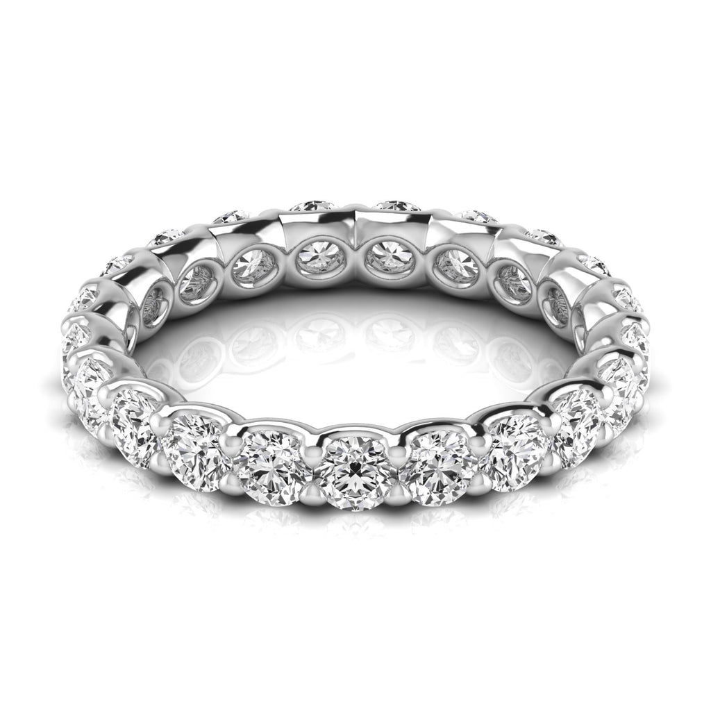 Round Cut Lab Diamonds Eternity Ring Wedding Band 14K White Gold (1.89ct)
