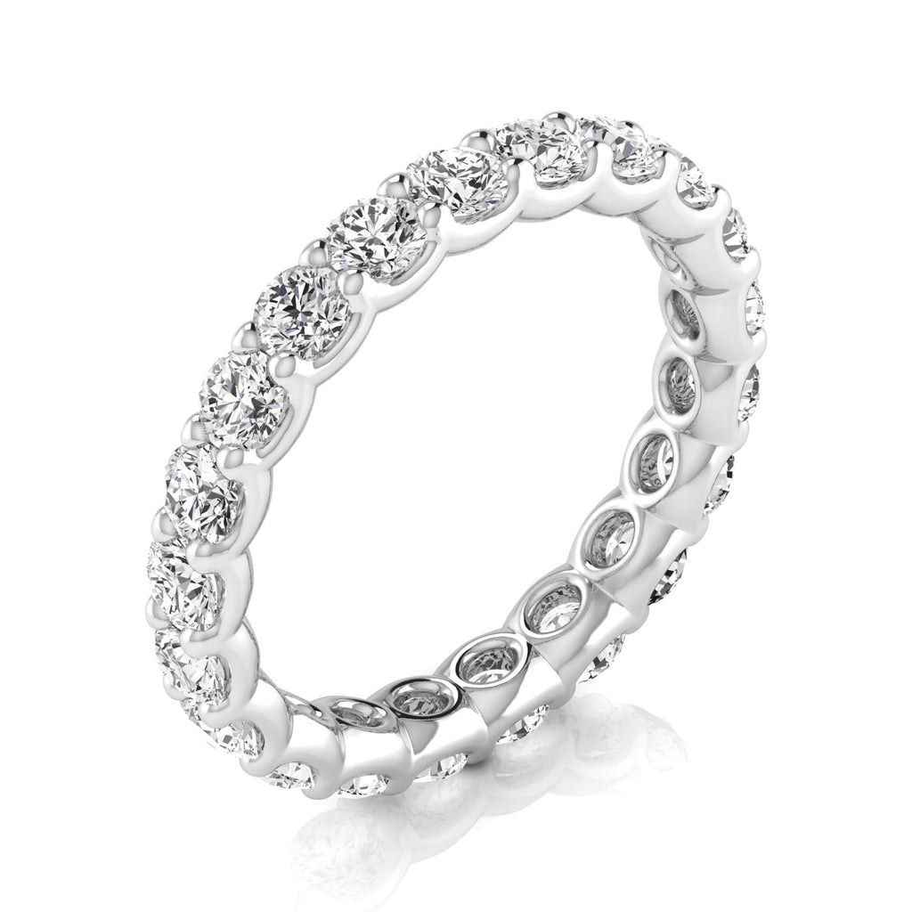Round Cut Lab Diamonds Eternity Ring Wedding Band 14K White Gold (1.89ct)