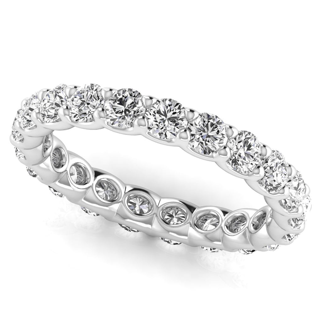 Round Cut Diamonds Full Eternity Ring Ring Wedding Band 14K White Gold (1.89ct)