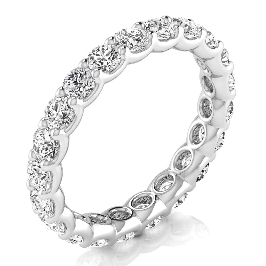 Round Cut Diamonds Eternity Ring Wedding Band 14K White Gold (1.89ct)