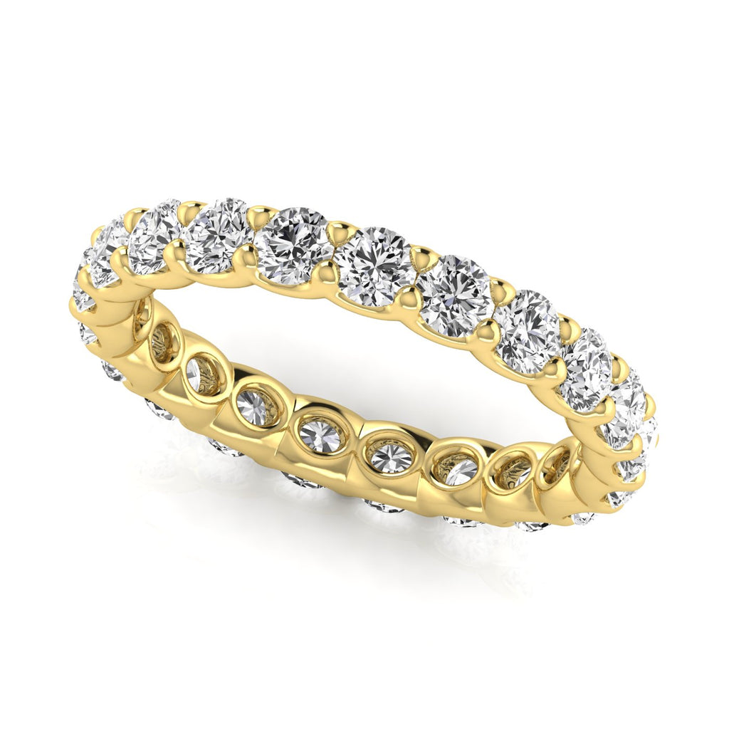 Round Cut Lab Diamonds Eternity Ring Wedding Band 14K Yellow Gold (1.89ct)