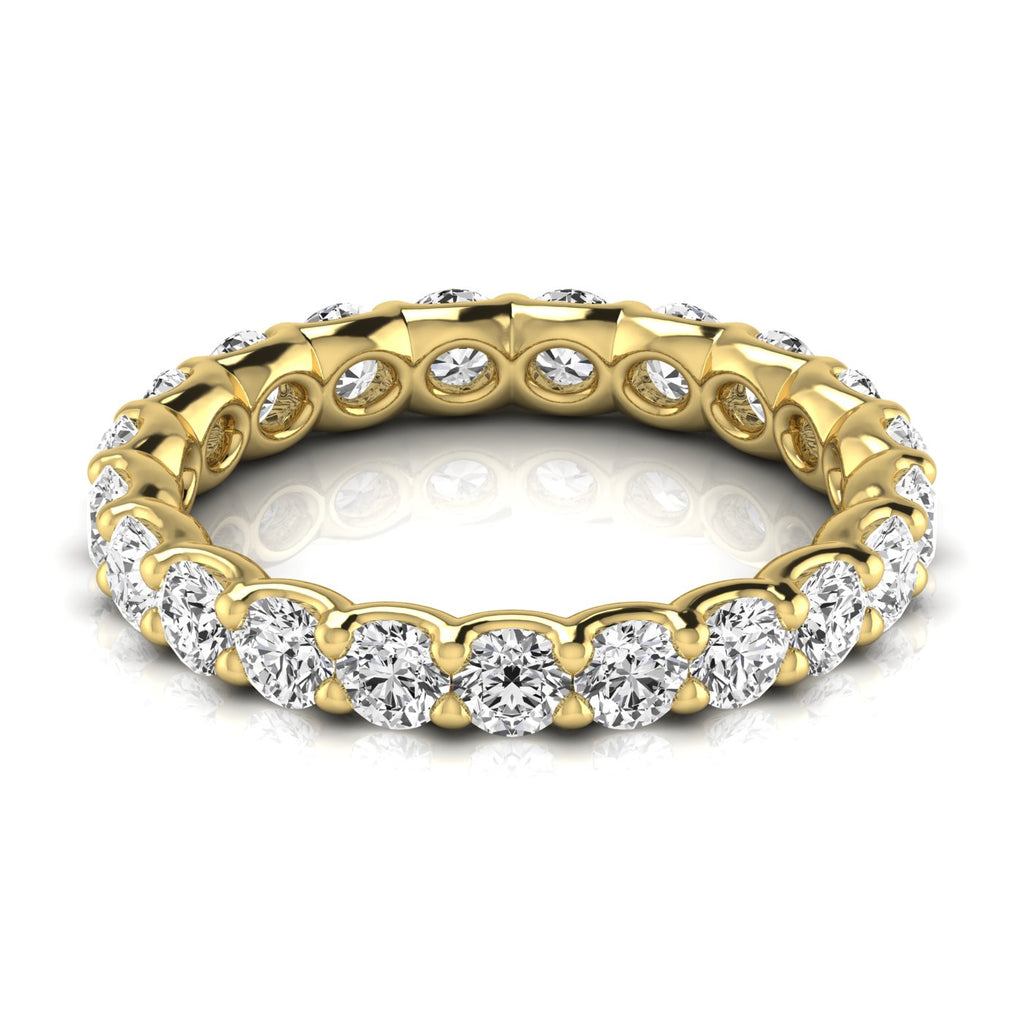 Round Cut Lab Diamonds Eternity Ring Wedding Band 14K Yellow Gold (1.89ct)