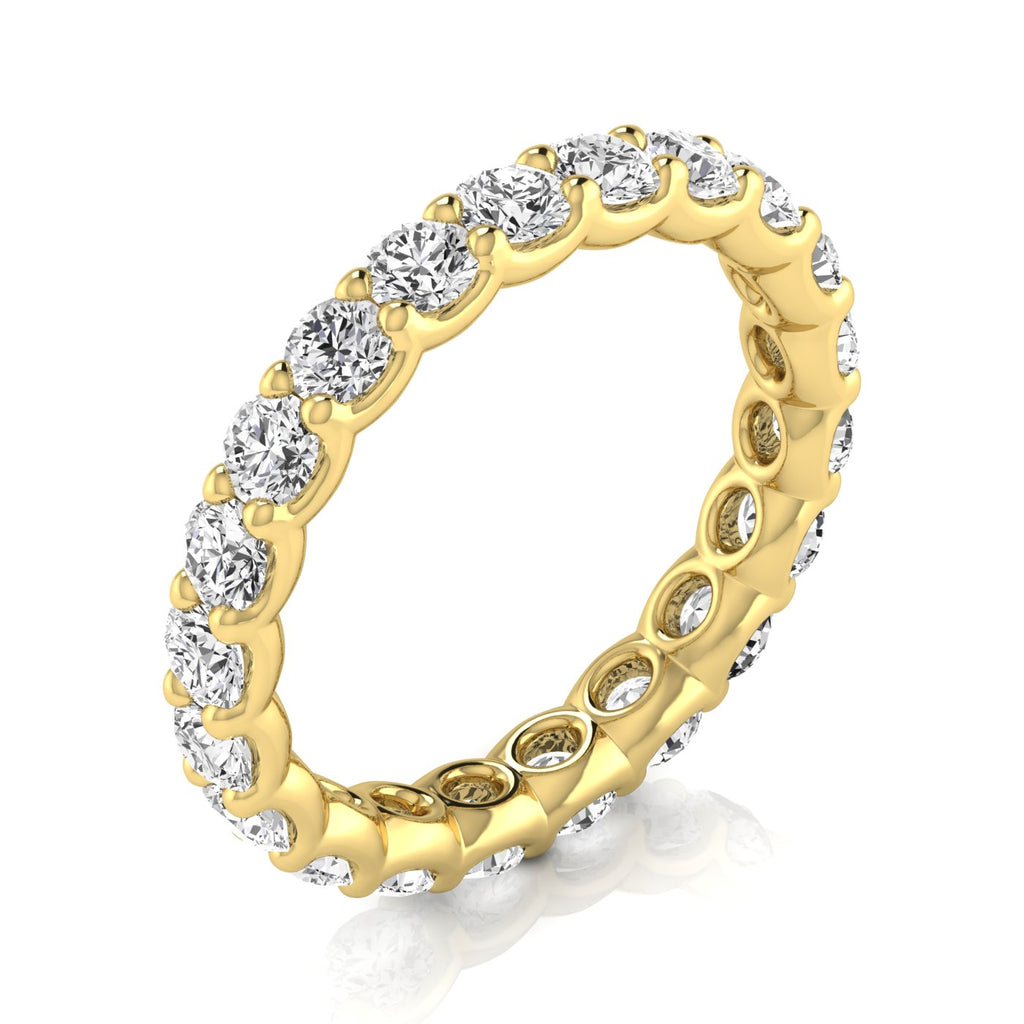Round Cut Lab Diamonds Eternity Ring Wedding Band 14K Yellow Gold (1.89ct)