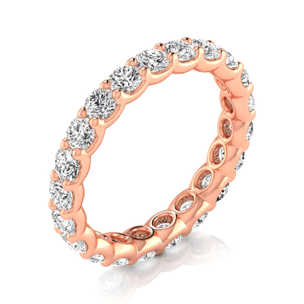 Round Cut Lab Diamonds Eternity Ring Wedding Band 18K Rose Gold (1.89ct)