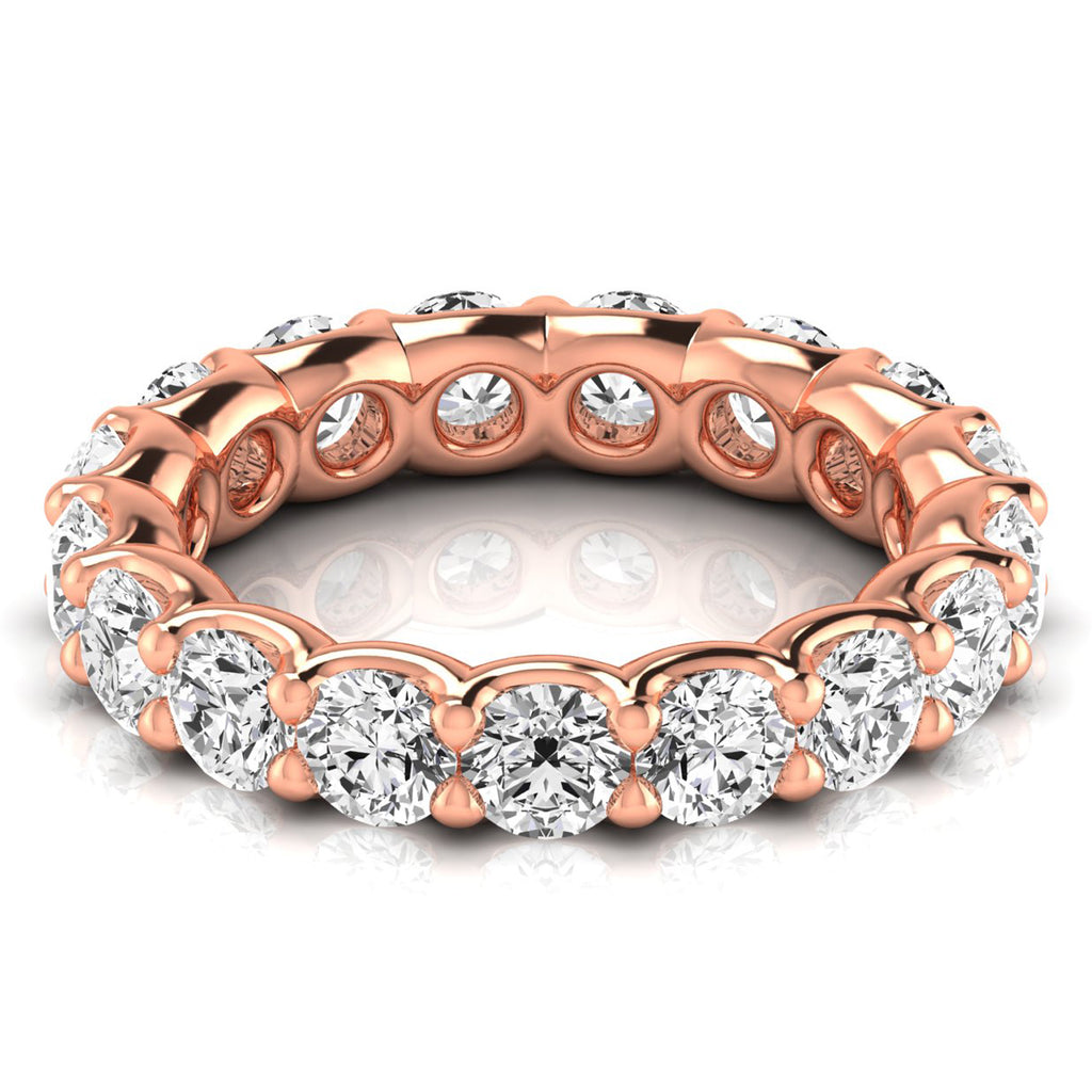 Round Cut Diamonds Eternity Ring Wedding Band 14K Rose Gold (3.23ct)