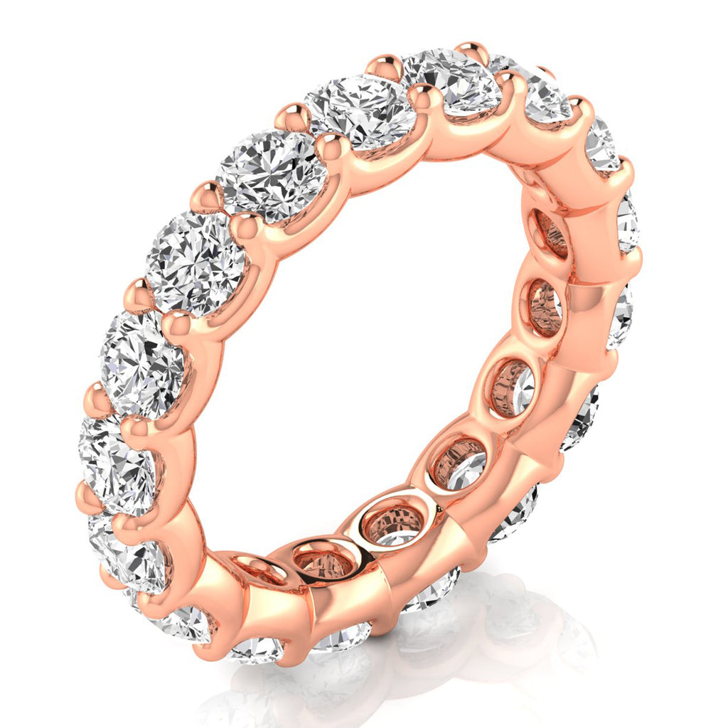 Round Cut Diamonds Eternity Ring Wedding Band 14K Rose Gold (3.23ct)