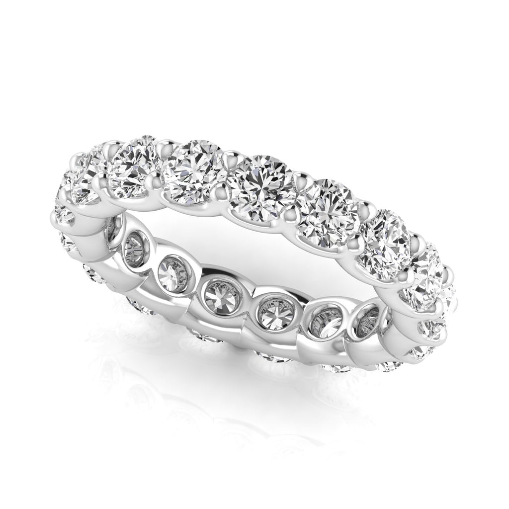 Round Cut Lab Diamonds Eternity Ring Wedding Band 14K White Gold (3.23ct)