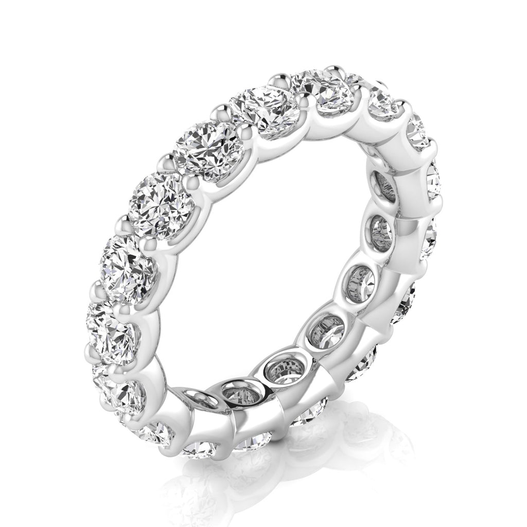 Round Cut Lab Diamonds Eternity Ring Wedding Band 14K White Gold (3.23ct)