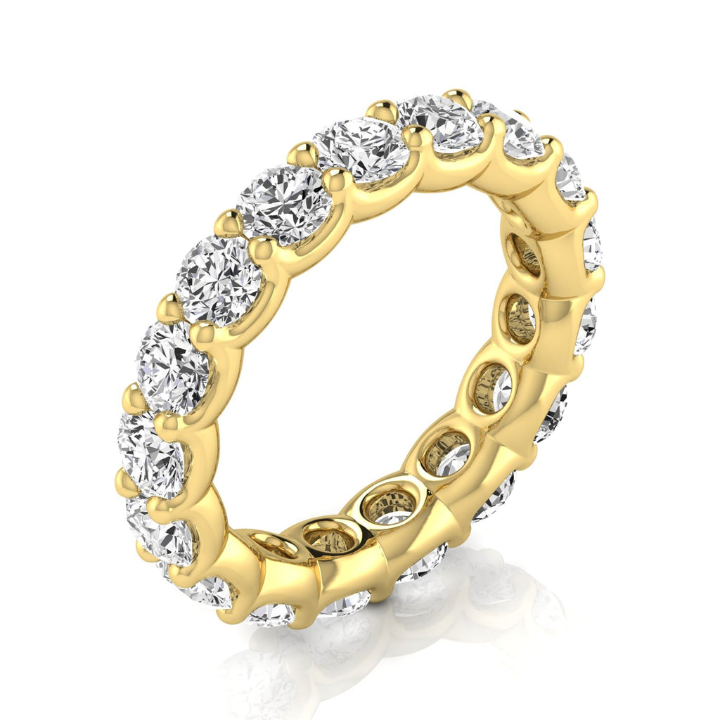 Round Cut Lab Diamonds Eternity Ring Wedding Band 14K Yellow Gold (3.23ct)