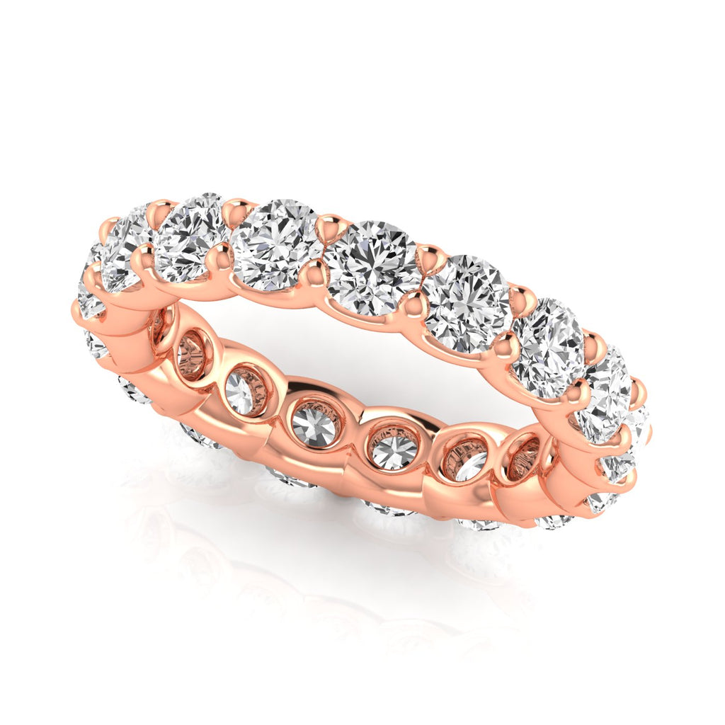 Round Cut Lab Diamonds Eternity Ring Wedding Band 18K Rose Gold (3.23ct)