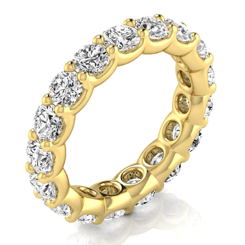 Round Cut Diamonds Full Eternity Ring Ring Wedding Band 18K Yellow Gold (3.23ct)