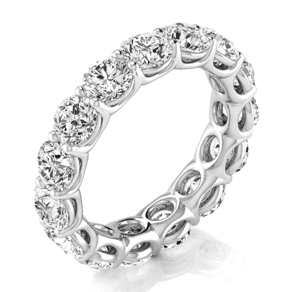 Round Cut Lab Diamonds Eternity Ring Wedding Band 14K White Gold (4.58ct)