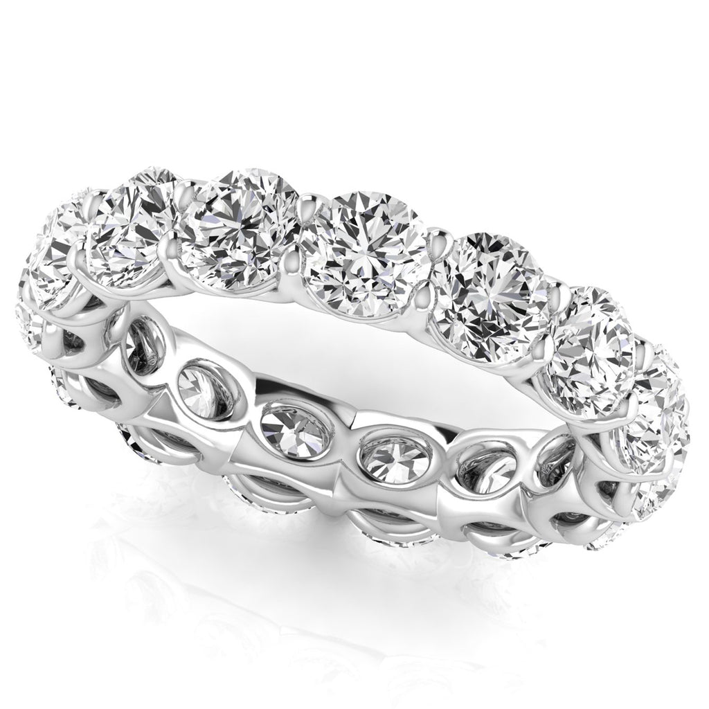 Round Cut Diamonds Eternity Ring Wedding Band 14K White Gold (4.58ct)